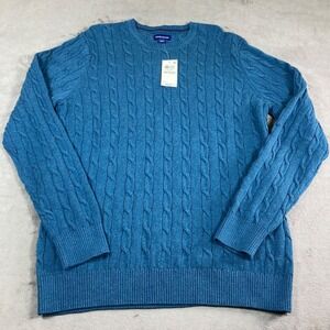 New club room men's cable knit sweater size medium blue